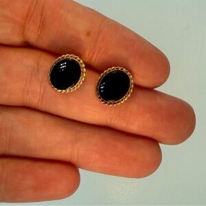 Vintage Genuine Onyx 14k Gold-Filled Earrings